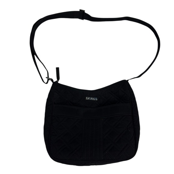 Vera Bradley Handbags - Vera Bradley Crossbody Bag Medium Black Quilted Microfiber Travel Everyday